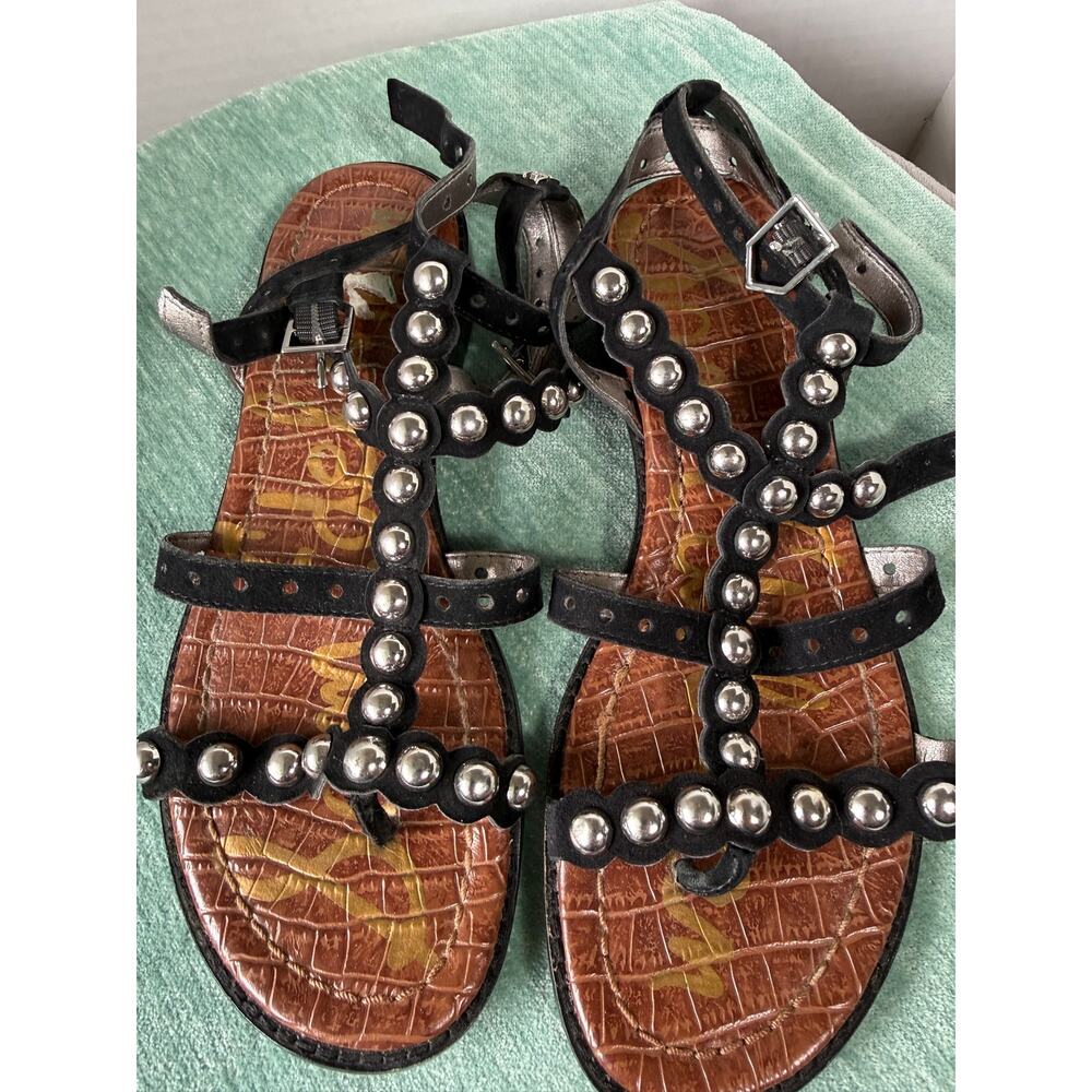 Sam Edelman Eavan Studded Gladiator Sandals Black SZ 6 Festival Boho Edgy Summer